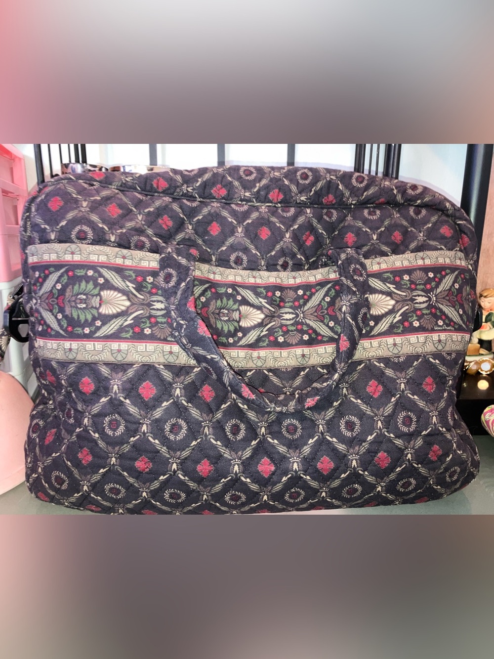 Vintage 90’s Vera Bradley Laurel Pattern Quilted Weekender Carry On Duffle Bag